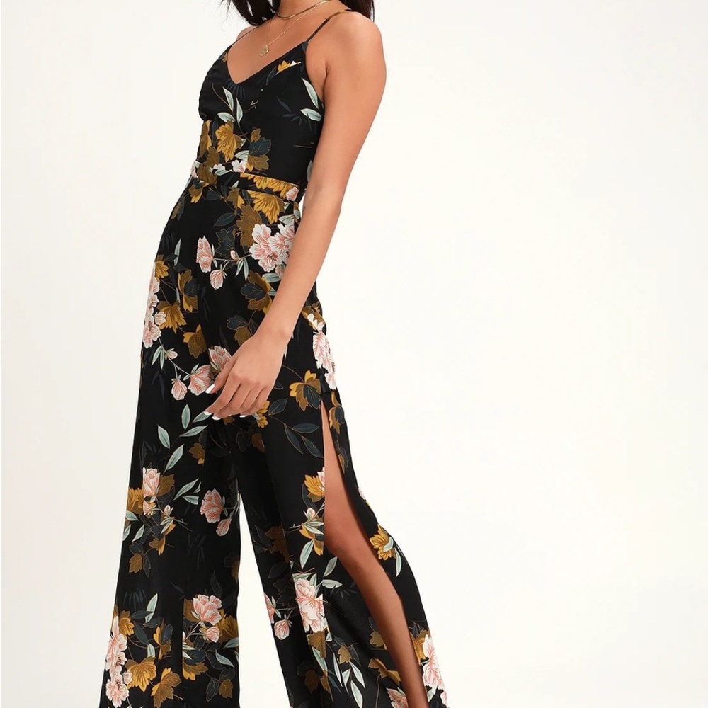 Beautiful Blooms Black Floral Print Wide-Leg Jumpsuit